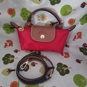 Longchamp Le Pliage Red Canvas Cosmetics Case